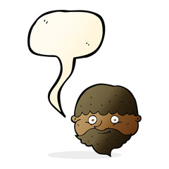 cartoon bearded man with speech bubble