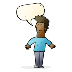 cartoon stressed man with speech bubble
