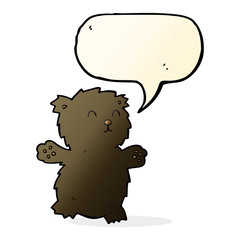cartoon teddy bear with speech bubble