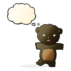 cartoon shocked black bear cub with speech bubble
