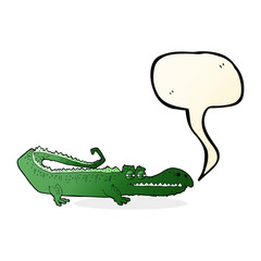 Naklejka premium cartoon crocodile with speech bubble