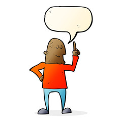 cartoon man pointing finger with speech bubble