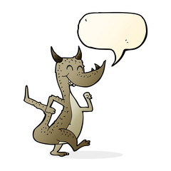 cartoon happy dragon with speech bubble