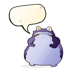 cartoon fat frog with speech bubble