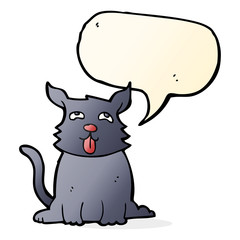 cartoon happy dog with speech bubble