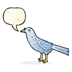 cartoon crow with speech bubble