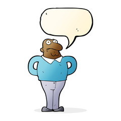 cartoon worried man with speech bubble