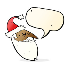 cartoon santa face with speech bubble