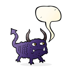 cartoon little demon with speech bubble