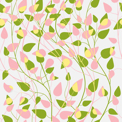 seamless pattern of pink and green leaves