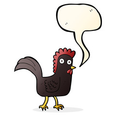 cartoon chicken with speech bubble