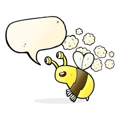 cartoon happy bee with speech bubble