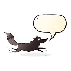 cartoon wolf running with speech bubble