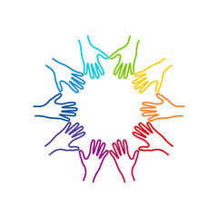 People colorful hands united together.