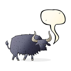 cartoon annoyed hairy ox with speech bubble