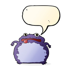 cartoon funny frog with speech bubble