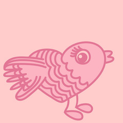 Cute birds cartoon drawing in heart form.
