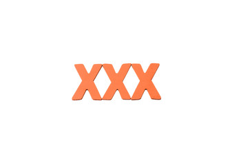 Red alphabets X X X on white background