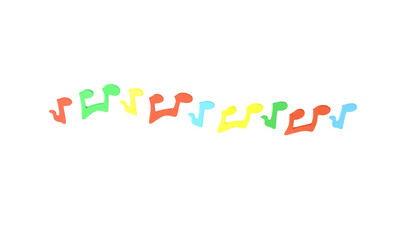 Multi color music note on white background