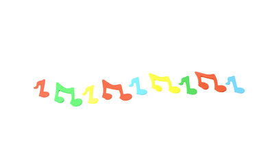 Multi color music note on white background