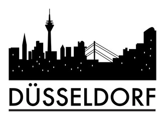 Obraz premium Abstract Dusseldorf skyline, with various landmarks, with cities
