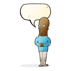 cartoon funny bald man with speech bubble