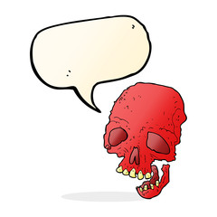 cartoon spooky skull with speech bubble