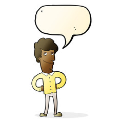 cartoon happy man with speech bubble