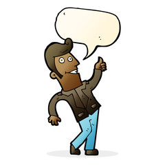 cartoon man giving thumbs up sign with speech bubble