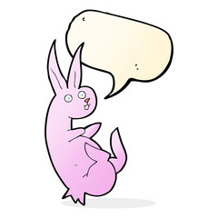 cue cartoon rabbit with speech bubble
