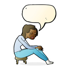 cartoon crying woman with speech bubble