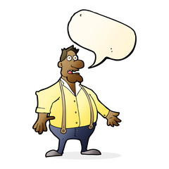 cartoon shocked man with speech bubble