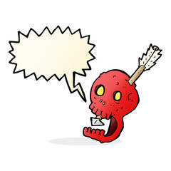 funny cartoon skull and arrow with speech bubble