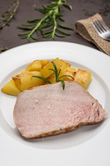 Iberico Schweinerücken im Hochformat