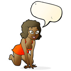 cartoon funny sexy woman with speech bubble