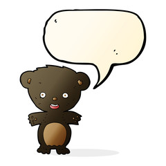 cartoon black bear with speech bubble