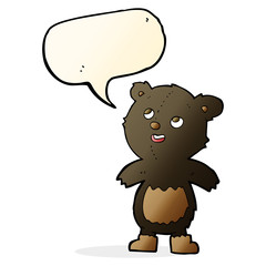 cartoon black bear with speech bubble