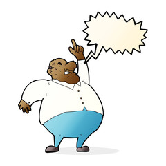 cartoon big fat boss with speech bubble