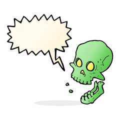 cartoon laughing skull with speech bubble