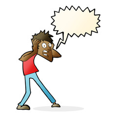 cartoon man panicking with speech bubble