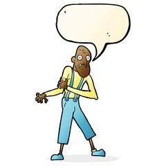 cartoon old man having heart attack with speech bubble