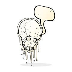 cartoon scary skull with speech bubble