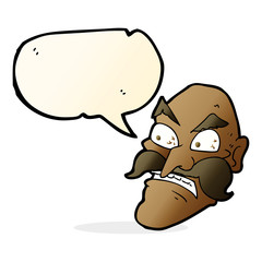cartoon angry old man with speech bubble