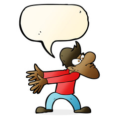 cartoon annoyed man gesturing with speech bubble