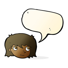 cartoon female face with speech bubble