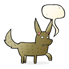 cartoon wild dog with speech bubble