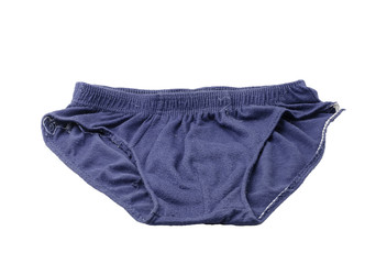 Used men blue underwear on white background