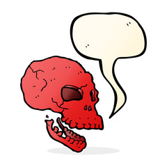 cartoon spooky skull with speech bubble