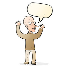cartoon mean man with speech bubble
