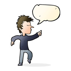 cartoon man pointing with speech bubble